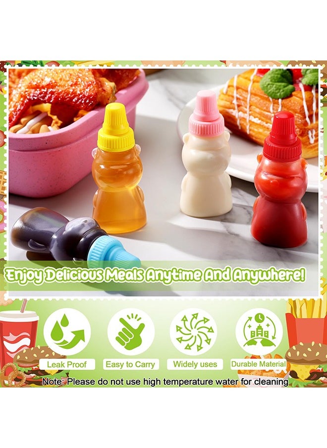 Generic - 16 Pcs Mini Condiment Squeeze Bottles Set, 25 Ml Bear Shaped Portable Ketchup Bottle for Lunch Box for Ketchup, Liquids, Sauces Syrup - Image 1