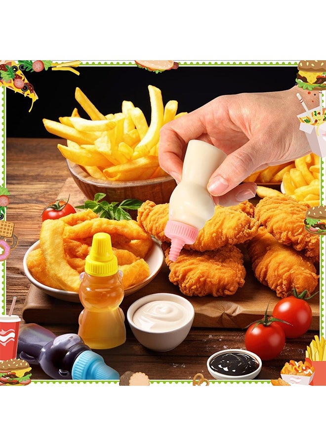 Generic - 16 Pcs Mini Condiment Squeeze Bottles Set, 25 Ml Bear Shaped Portable Ketchup Bottle for Lunch Box for Ketchup, Liquids, Sauces Syrup - Image 1