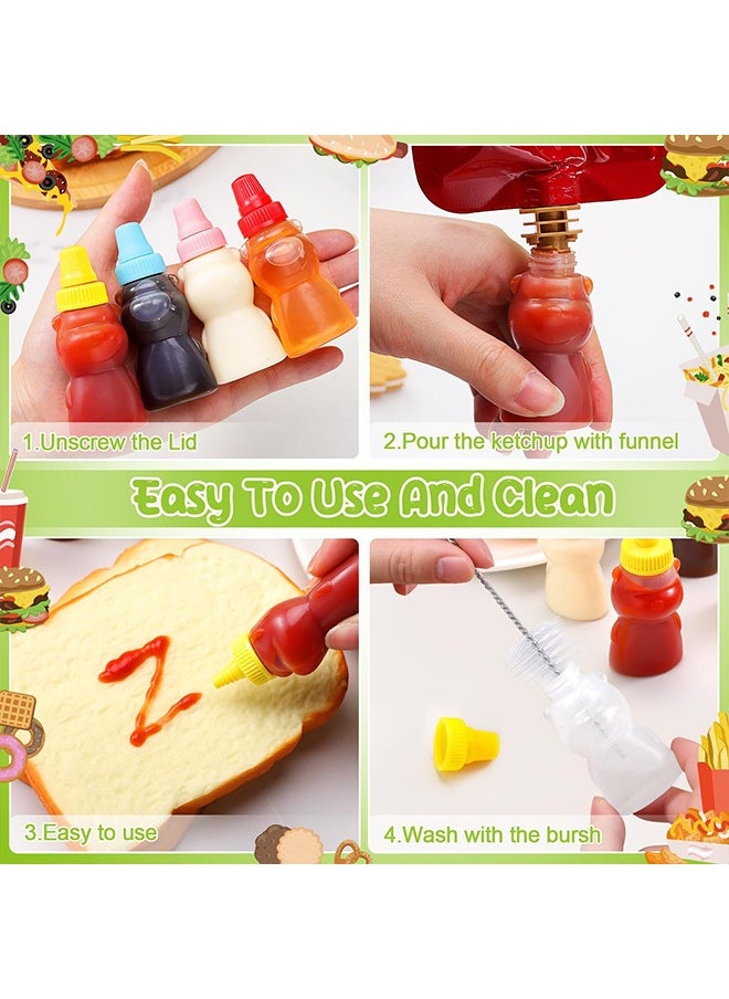 Generic - 16 Pcs Mini Condiment Squeeze Bottles Set, 25 Ml Bear Shaped Portable Ketchup Bottle for Lunch Box for Ketchup, Liquids, Sauces Syrup - Image 1