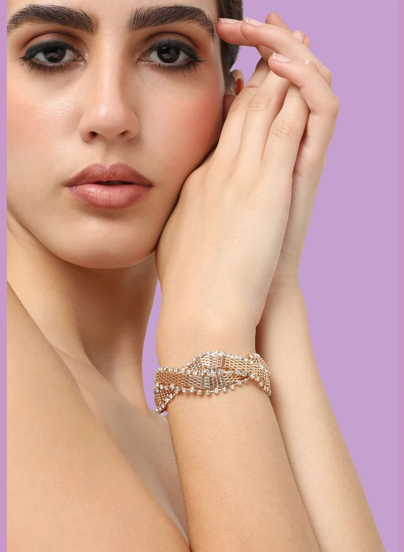 SOHI Gold Plated Designer Stone Party Bracelet For Women