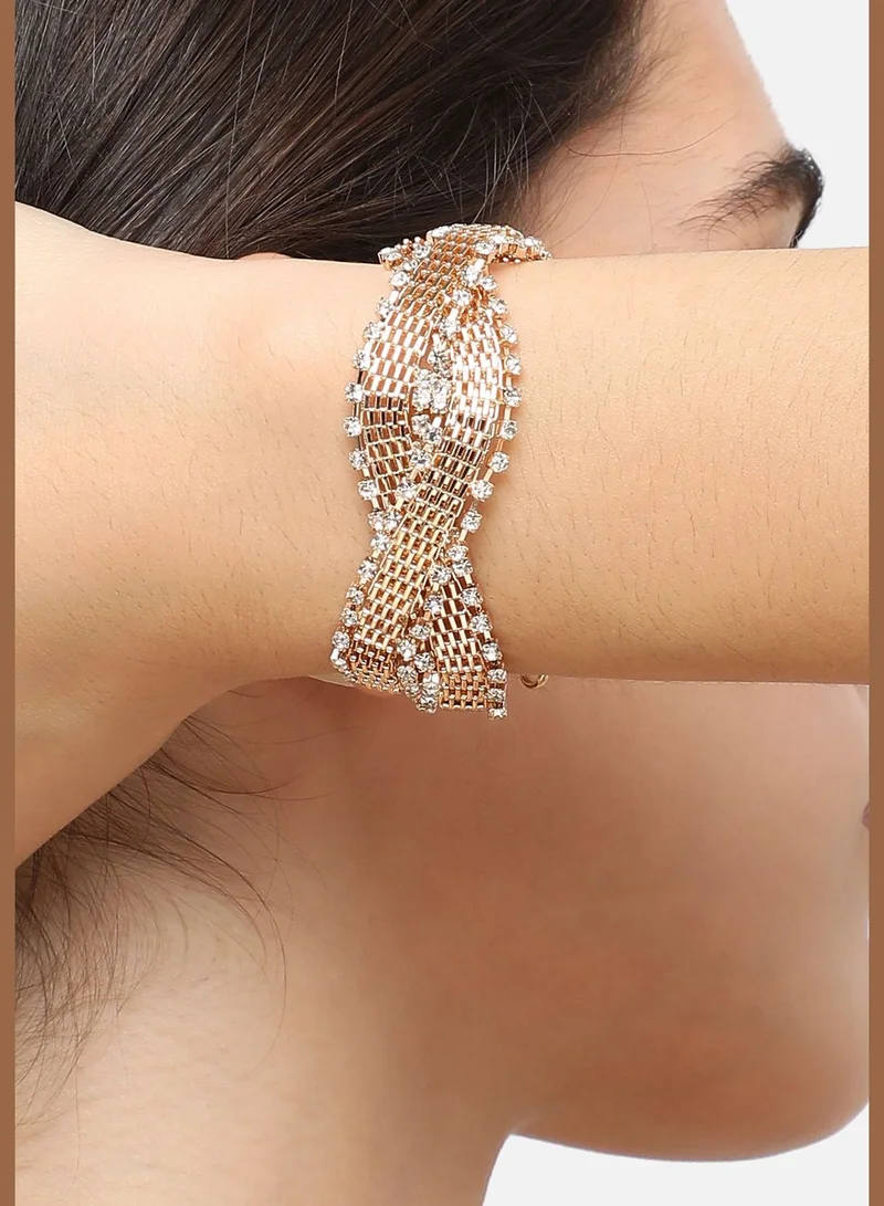 SOHI Gold Plated Designer Stone Party Bracelet For Women