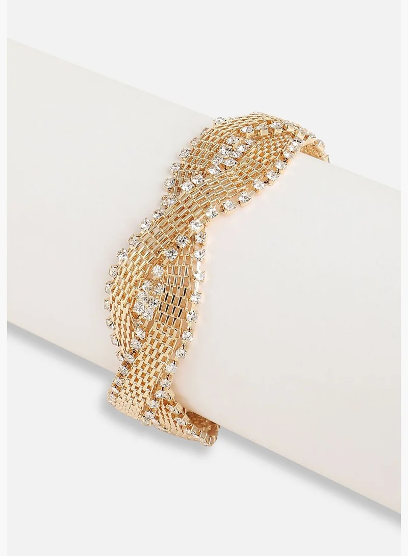 SOHI Gold Plated Designer Stone Party Bracelet For Women