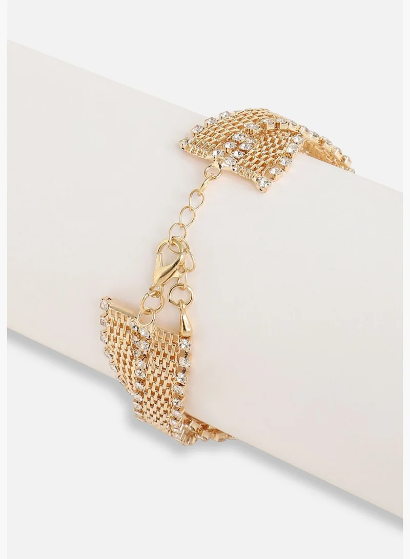 SOHI Gold Plated Designer Stone Party Bracelet For Women