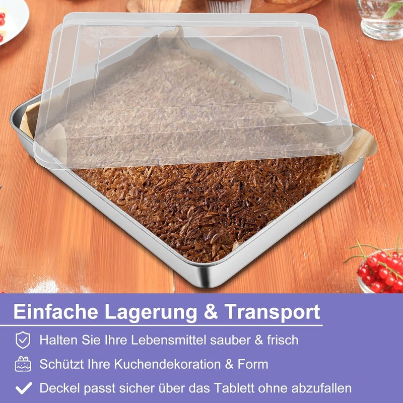 Herogo Cake Tin, Deep Baking Tray with Lid, 31x24x5 cm, Stainless Steel Rectangular Oven Tray, Cake Tray, Grease Pan for Baking Cooking, Lasagna, Mirror Finish and Dishwasher Safe - Image 4