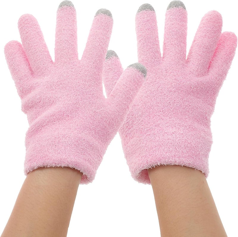 Moisturizing Gel Gloves and Spa Socks Set 4 Pcs for Dry Cracked Feet and Hands, Pink Gel Mitts and Socks for Foot and Hand Care, Hydrating Treatment Kit for Women - Image 5