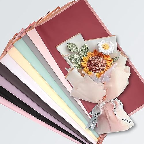 Just Flowers Waterproof Floral Wrapping Paper Roll Sheet, Florist Bouquet Supplies (Pack of 15 Rose Gold Edge Multicoloured Bouquet Wrapping Paper) - Image 1