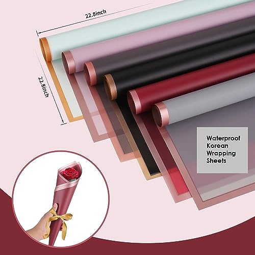 Just Flowers Waterproof Floral Wrapping Paper Roll Sheet, Florist Bouquet Supplies (Pack of 15 Rose Gold Edge Multicoloured Bouquet Wrapping Paper) - Image 2