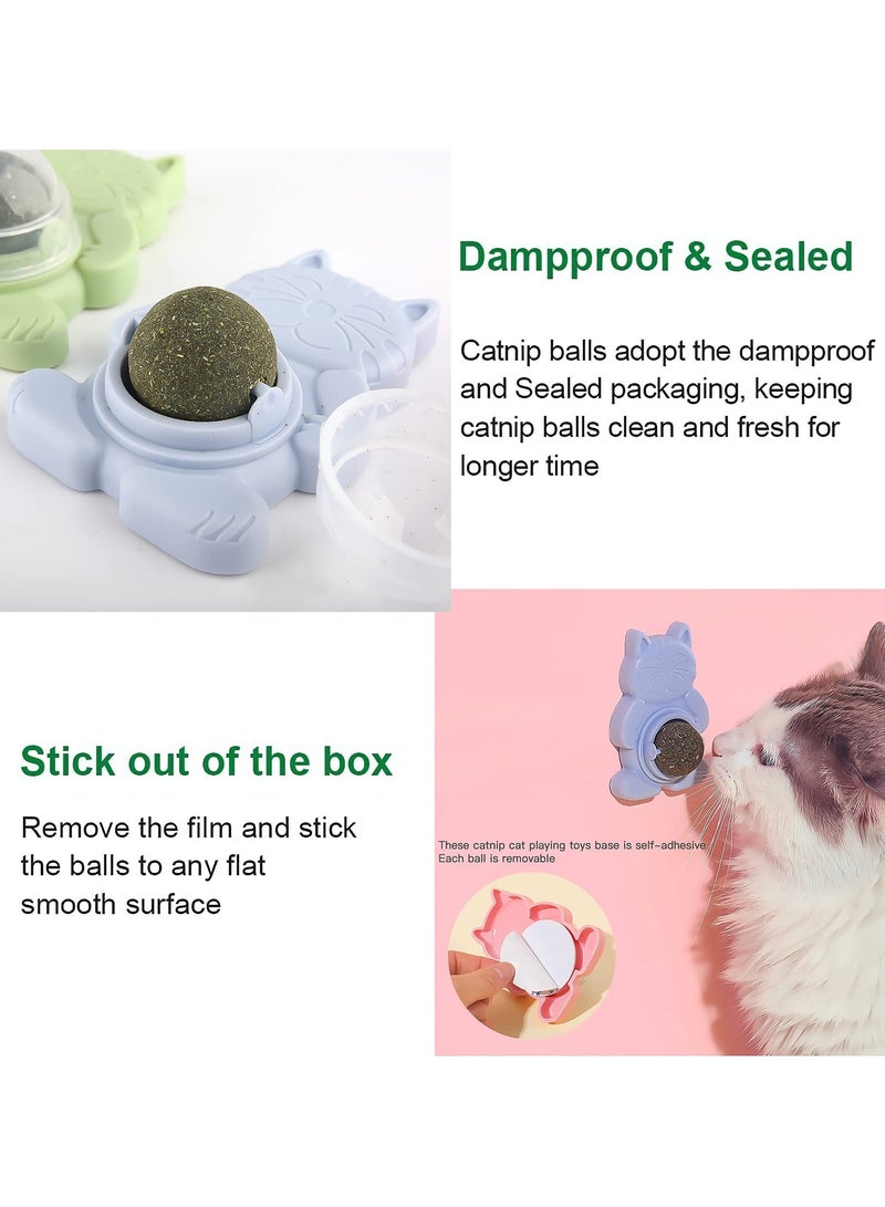 KASTWAVE 3 Pcs Catnip Ball Toy, Catnip Ball Cat Rotating Edible Cat Lick Ball Self Stick Teething Catnip Ball Toy Wall Snack Edible Healthy Kitten Chew Toy - Image 4