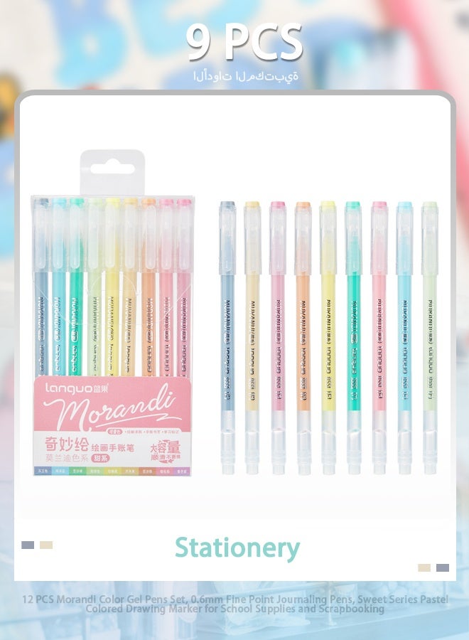Languo 12 PCS Morandi Color Gel Pens Set, 0.6mm Fine Point Journaling Pens, Sweet Series Pastel Colored Drawing Marker for School Supplies and Scrapbooking - Image 1