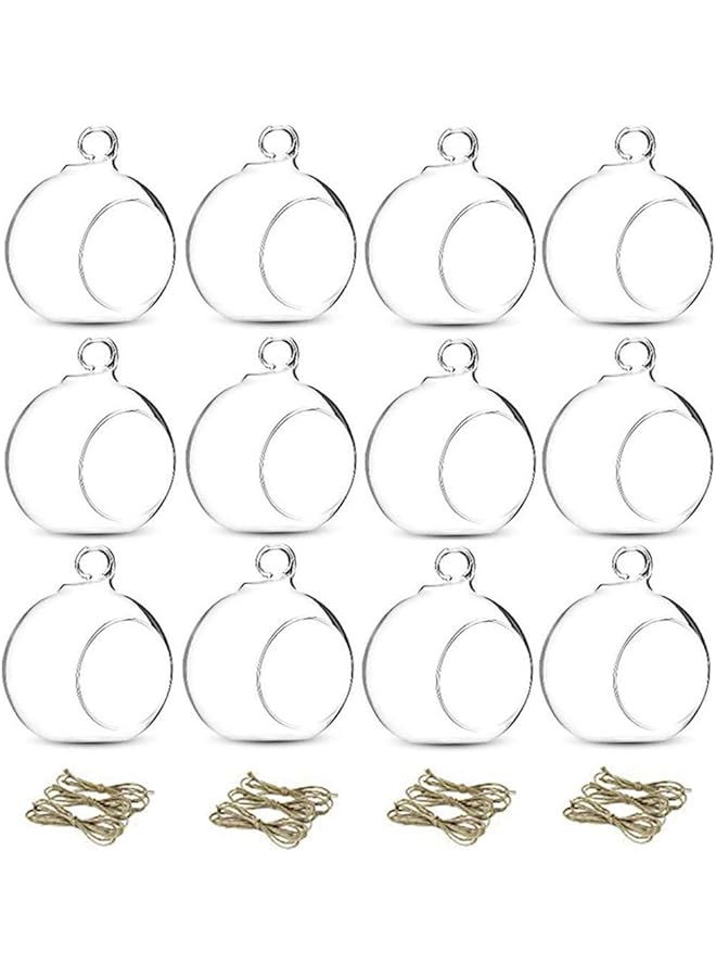 The Bros زخارف كروية زجاجية 12 قطعة بقطر 3.15 بوصة حديقة صغيرة معلقة لحاملات الشموع الضوئية لمركز حفلات الزفاف والمنزل - Image 1