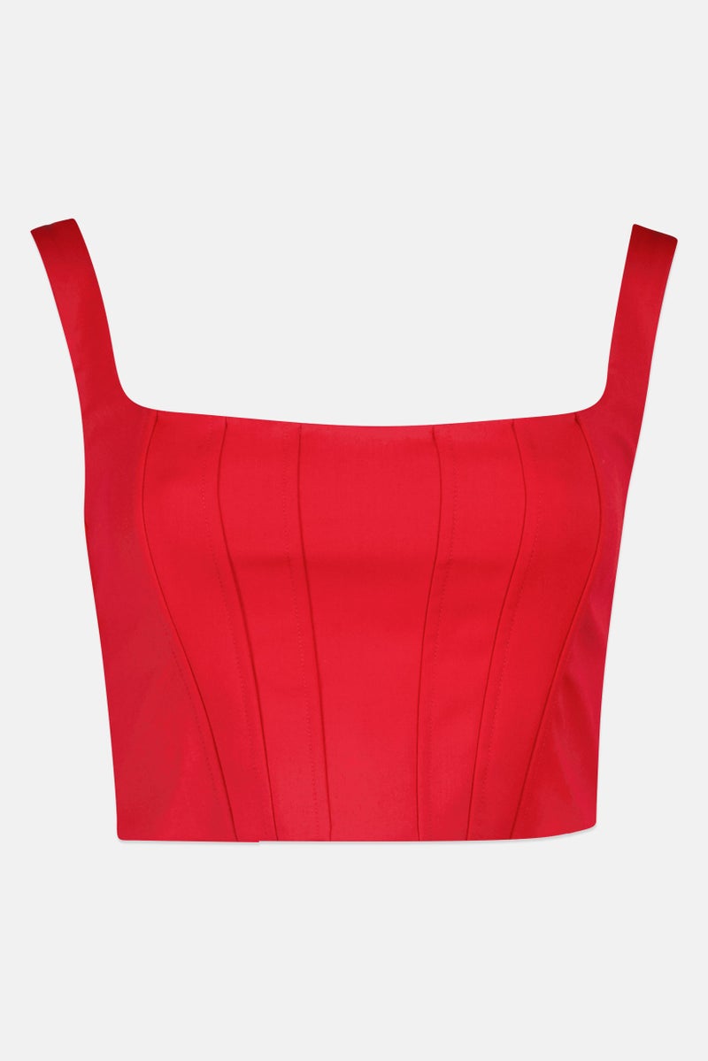 PINKO تي شيرت بلا أكمام على شكل حرف U للنساء، أحمر - Image 4