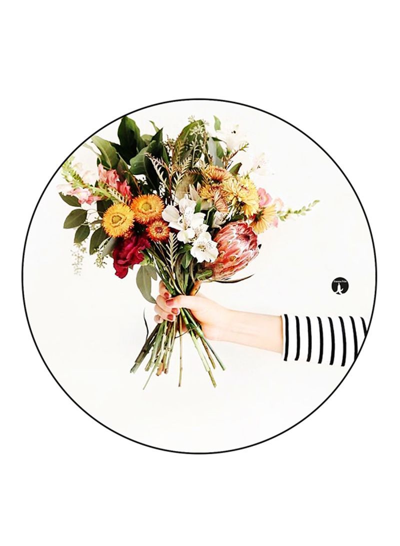 RKN Flowers Printed Mouse Pad Round  Multicolour