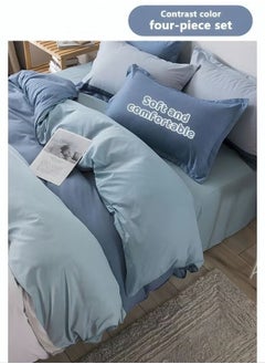 ميكسد 4pcs مجموعة الفراش ، برو الجلد بسيطة من المواد القطنية ، بما في ذلك ورقة ، أسفل غطاء لحاف و 2 الوسائد  - Image 4