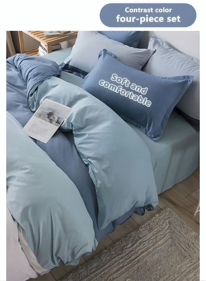 MIXDE 4PCS Bedding Set Skin Friendly and Simple Cotton Material Including Sheets Duvet Cover and 2 Pillows - Image 4