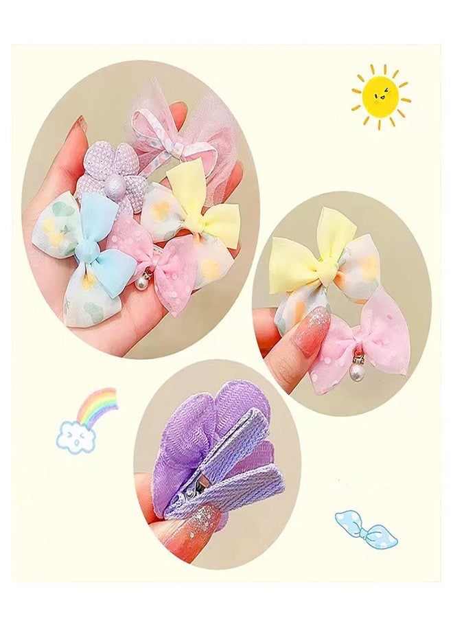 YYaaloa 20pcs Cute Hair Clips Fashion Hair Accessories with Bows Butterfly Flower Non-slip Metal Snap Pins Party Decor (A blue 20pcs) - Image 2