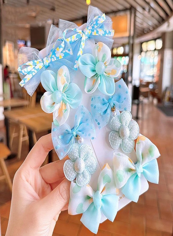 YYaaloa 20pcs Cute Hair Clips Fashion Hair Accessories with Bows Butterfly Flower Non-slip Metal Snap Pins Party Decor (A blue 20pcs) - Image 1