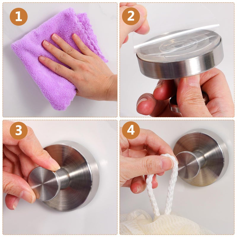 2 Pcs Heavy Duty Stainless Steel Shower Suction Cup Hooks for Glass Doors Bathroom Kitchen - Image 4