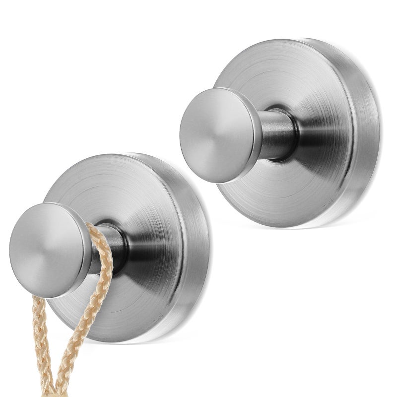 2 Pcs Heavy Duty Stainless Steel Shower Suction Cup Hooks for Glass Doors Bathroom Kitchen - Image 2
