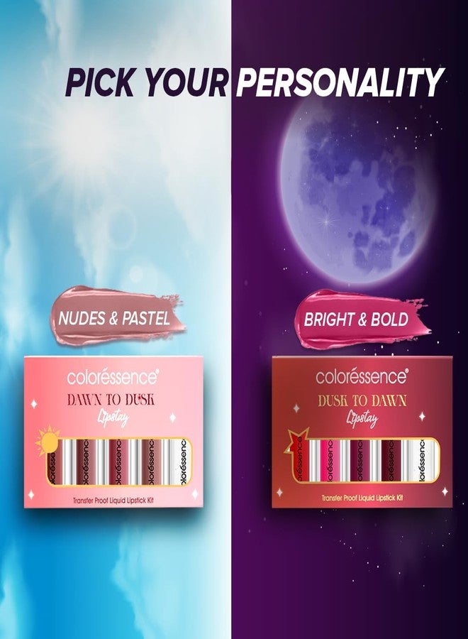 كالرسينس مجموعة أحمر الشفاه السائل كولوريسنس ليبستاي داسك تو داون | مقاوم للانتقال، مطفي، مقاوم للماء | لون شفاه يدوم طويلاً ومقاوم للتلطخ | مجموعة من 5 ألوان - Image 5