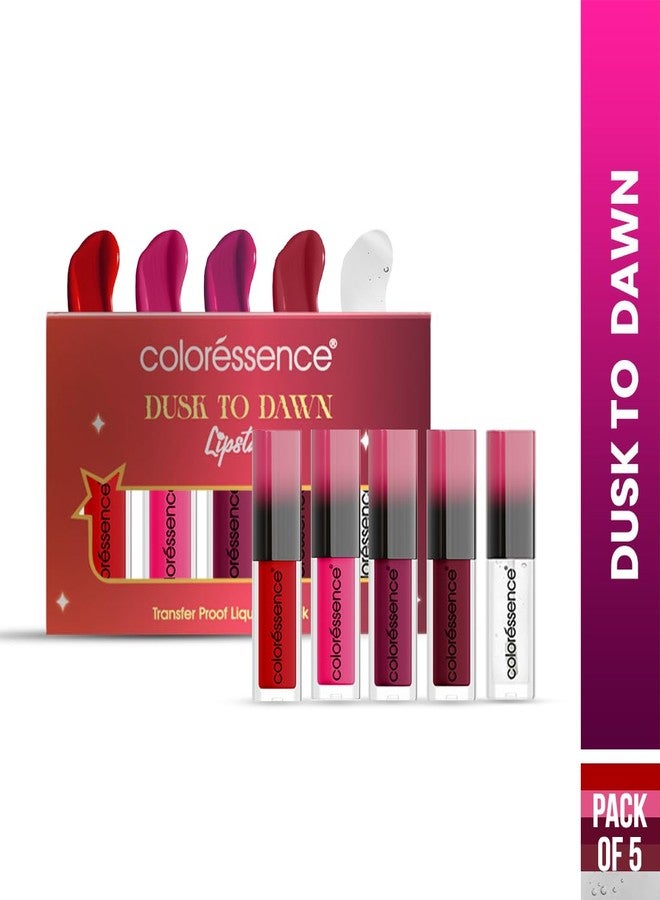 كالرسينس مجموعة أحمر الشفاه السائل كولوريسنس ليبستاي داسك تو داون | مقاوم للانتقال، مطفي، مقاوم للماء | لون شفاه يدوم طويلاً ومقاوم للتلطخ | مجموعة من 5 ألوان - Image 2
