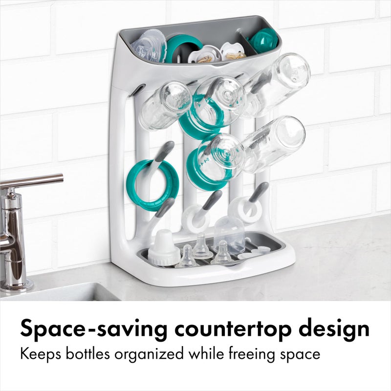 OXO Tot Space-Saving Baby Bottle Drying Rack, Compact Dish Drying Rack with Removable Trays, Countertop Bottle Organizer for Baby Bottles, Nipples, Pacifiers and Lids, BPA Free, Dishwasher Safe - Image 3