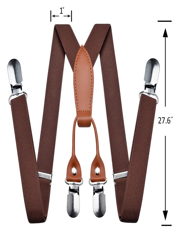 Branduce Solid Color Baby Boy Suspender with 4 Strong Clips Adjustable Kids Y Back Suspenders, Brown, general - Image 3