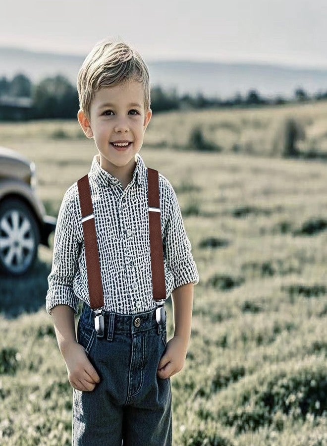 Branduce Solid Color Baby Boy Suspender with 4 Strong Clips Adjustable Kids Y Back Suspenders, Brown, general - Image 4