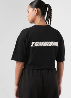 Boxy Racer Printed Cropped T-Shirt