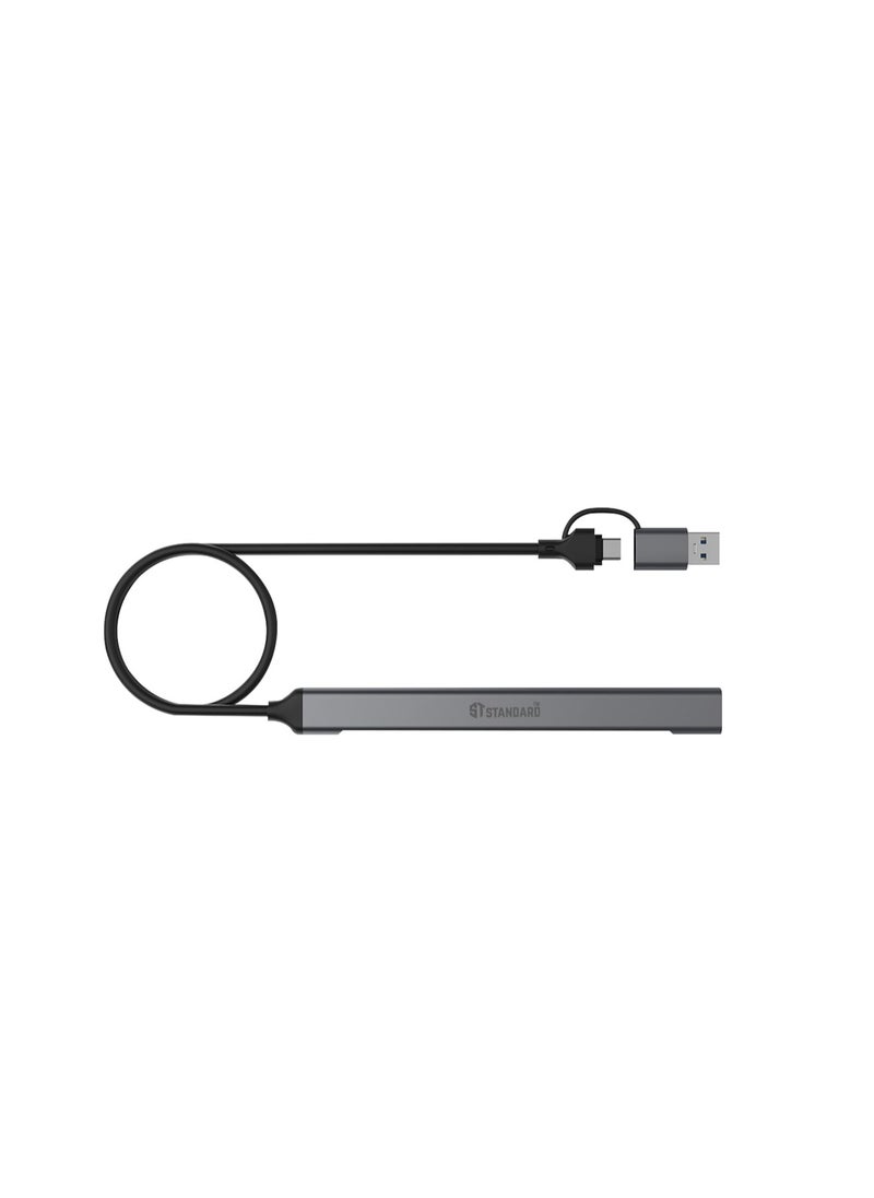 Standard - 7 in 2 USB 3.0 HUB AND TYPE C HUB UCA9702 WITH 7 PORTS USB 3.0 AND OTG FUNCTION Material AND RUBBER WITH PLUG AND PLAY FUNCTION GREY - Image 1