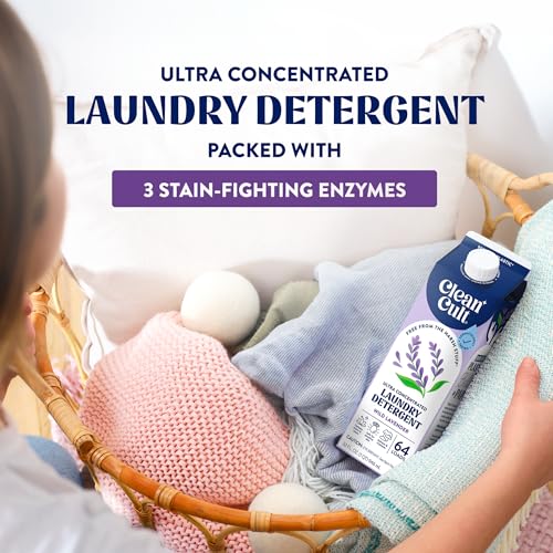 Cleancult Ultra Concentrated Liquid Laundry Detergent Soap, 64 loads (32 oz), Long Lasting Scent, 90% Less Plastic, No Harsh Chemicals, Wild Lavender, Defeats Stains & Odors, HE/Standard Compatible - Image 3