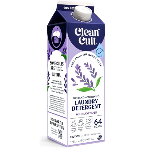 Cleancult Ultra Concentrated Liquid Laundry Detergent Soap, 64 loads (32 oz), Long Lasting Scent, 90% Less Plastic, No Harsh Chemicals, Wild Lavender, Defeats Stains & Odors, HE/Standard Compatible - Image 1