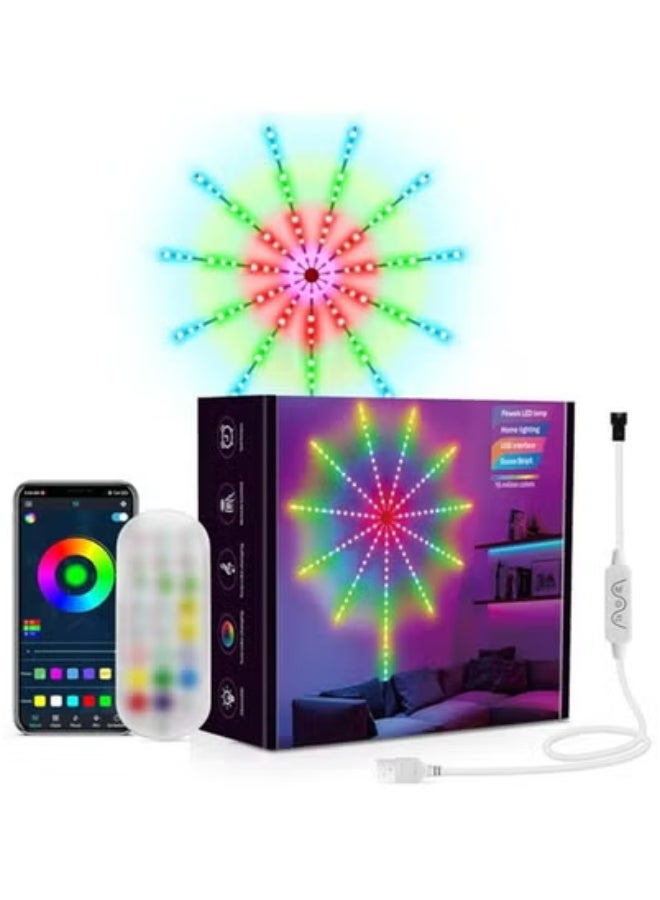 JAJEEK Smart Firework LED Lights with USB Power | Color-Changing RGB Strip Lights & Fireworks Burst Effect | Remote + App Controlled Ambience Lighting | Perfect for Bedroom, Living Room, Party & Gaming Setup | Dynamic LED Wall Decor with Music Sync & DIY Modes - Image 1