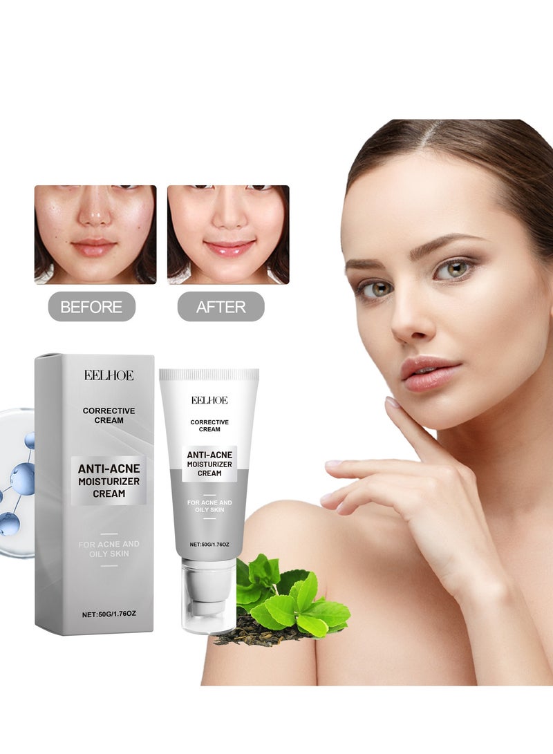 EELHOE Anti-Acne Cream, Face Moisturizer Cream for Acne Prone Skin, Acne Control Facial Cream with Hyaluronic Acid and Niacinamide, Acne Remover Cream for Hydrating, Skin Care for Sensitive Skin 50G - Image 2