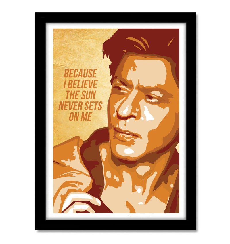 Home Trove بوستر مؤطر لنجم بوليوود شاروخ خان مع زجاج أكريليك للغرفة والمكتب (13 بوصة × 19 بوصة، متعدد الألوان) - Image 1