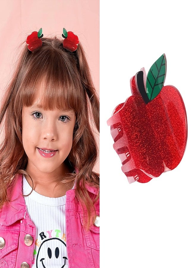 DIUEWOW Teacher Hair Clips Apple Claw Clips for Back to School Pencil School Bus and Apple Teacher Hair Accessories for Women Cute Jaw Barrettes for Teachers Appreciation Gift Thick and Thin Hair Accessories - Image 1