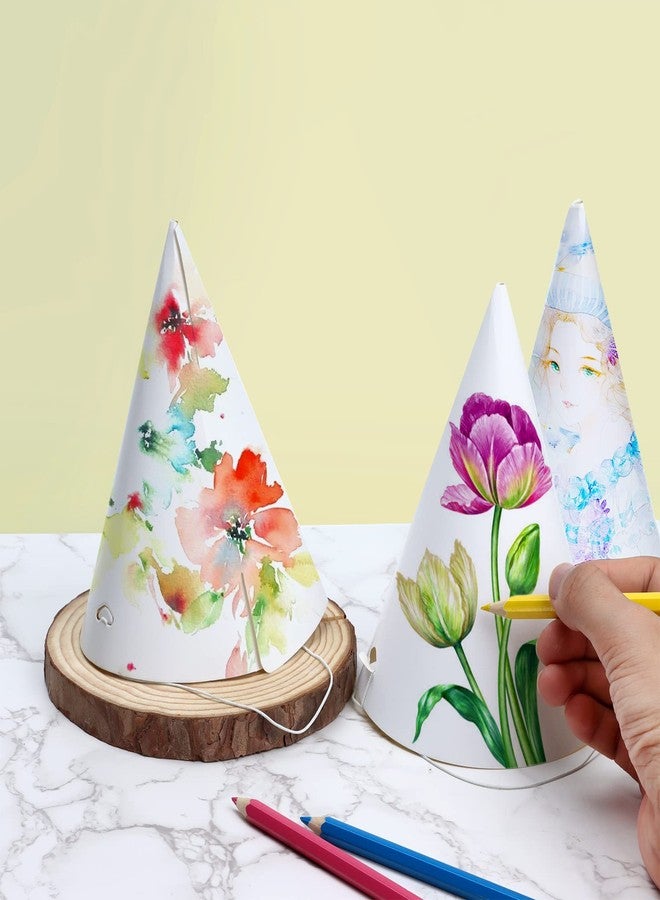 ويليكوم مجموعة قبعات ويليكوم البيضاء المخروطية، 30 قطعة، قبعات حفلات يمكنك صنعها بنفسك للأطفال والكبار - مقاس واحد يناسب الجميع - 6.3، 5.9، 7.9 بوصة - ورق - غسيل يدوي فقط - أغطية رأس تنكرية - مناسبة للهالوين، الكريسماس، عيد الشكر، وأعياد الميلاد - Image 3