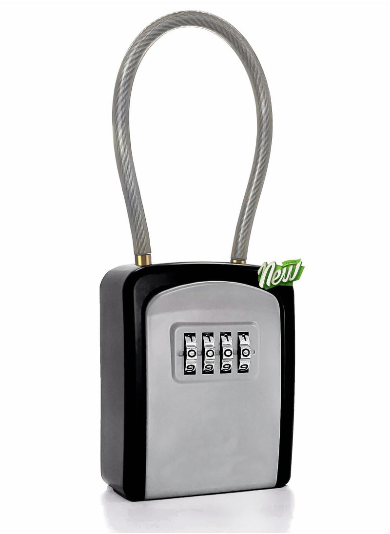 Y&D - Key Lock Box Portable with Removable Cable Shackle, Indoor Outdoor Waterproof 4 Digit Password Combination Resettable Code A B Switch Lockbox for Outside Hold Spare Keys Realtors - Image 1