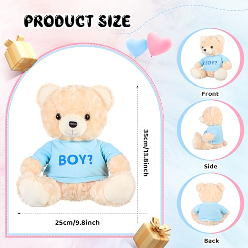 Hollowfly 2 Pack Boy or Girl Bears 14 Inch Blue and Pink Plush TShirt Bears Toy for Gender Reveal Baby Shower Decoration - Image 5