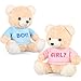 Hollowfly 2 Pack Boy or Girl Bears 14 Inch Blue and Pink Plush TShirt Bears Toy for Gender Reveal Baby Shower Decoration - Image 2