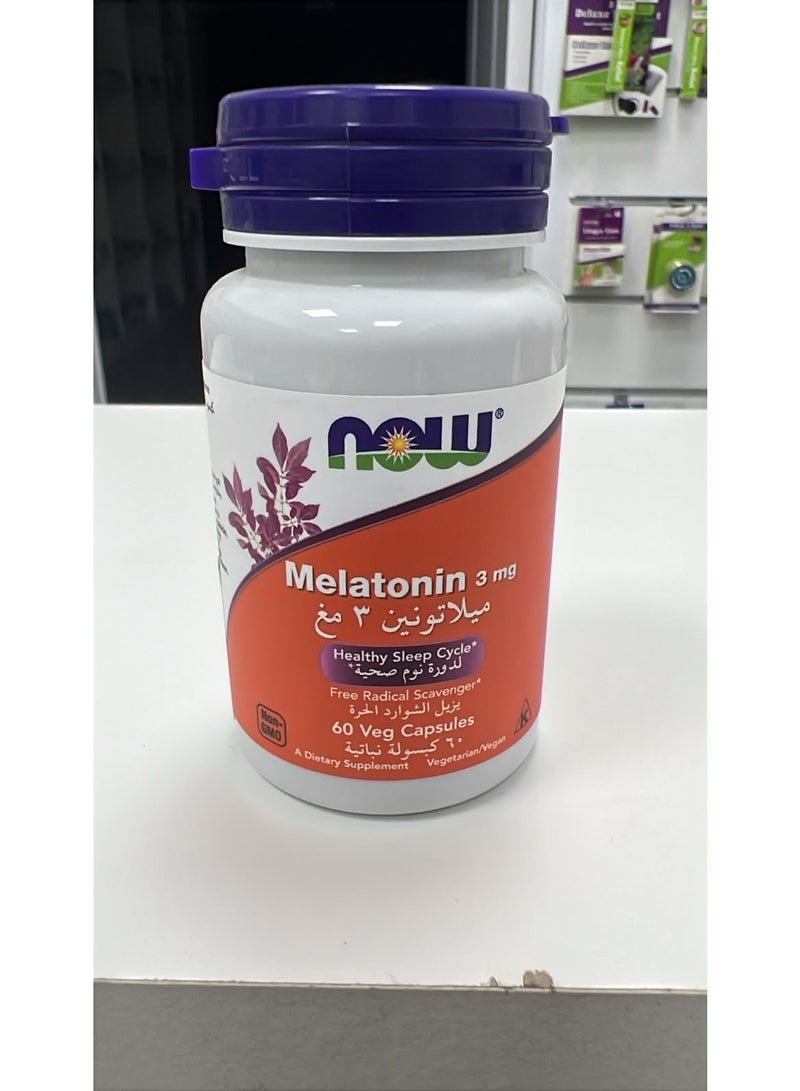 NOW Melatonin 3 mg, 60 Veg Capsules