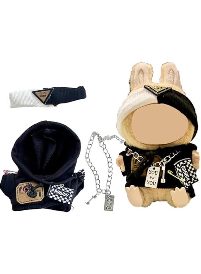 Arabest 17cm Doll Clothes - 3-Piece Trendy Outfit Set for 17cm Dolls, Includes Hoodie, Headband & Necklace, Ideal for Display, Photography & Styling,No Dolls (Style-C) - Image 1