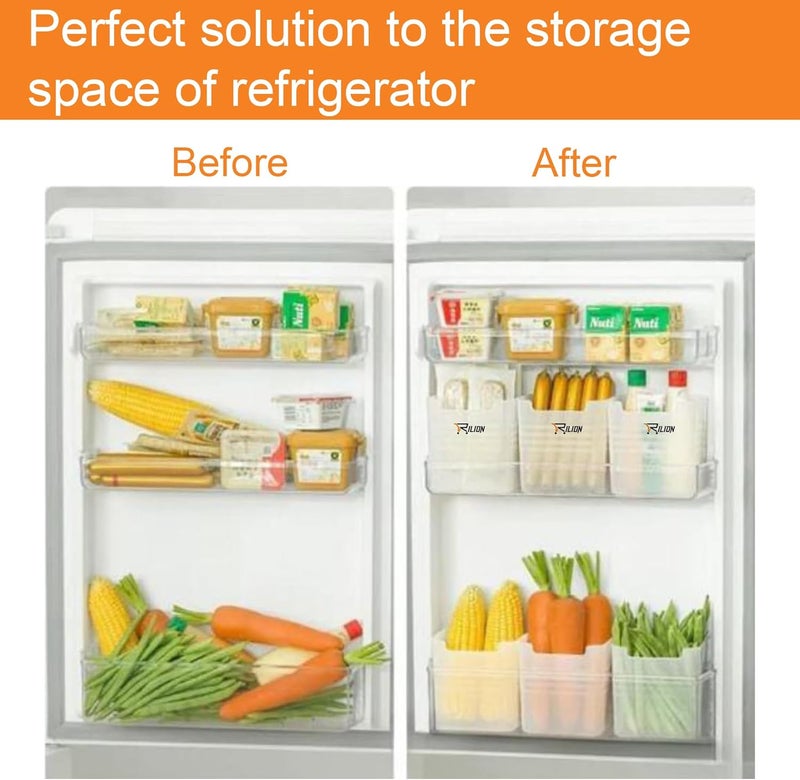 RILION 6 fridge storage boxes multipurpose containers for storage Space-saving Refrigerator Side Door Organizer for fridge kitchen Fruits Vegetables Storage Containers- transparent, Plastic - Image 4