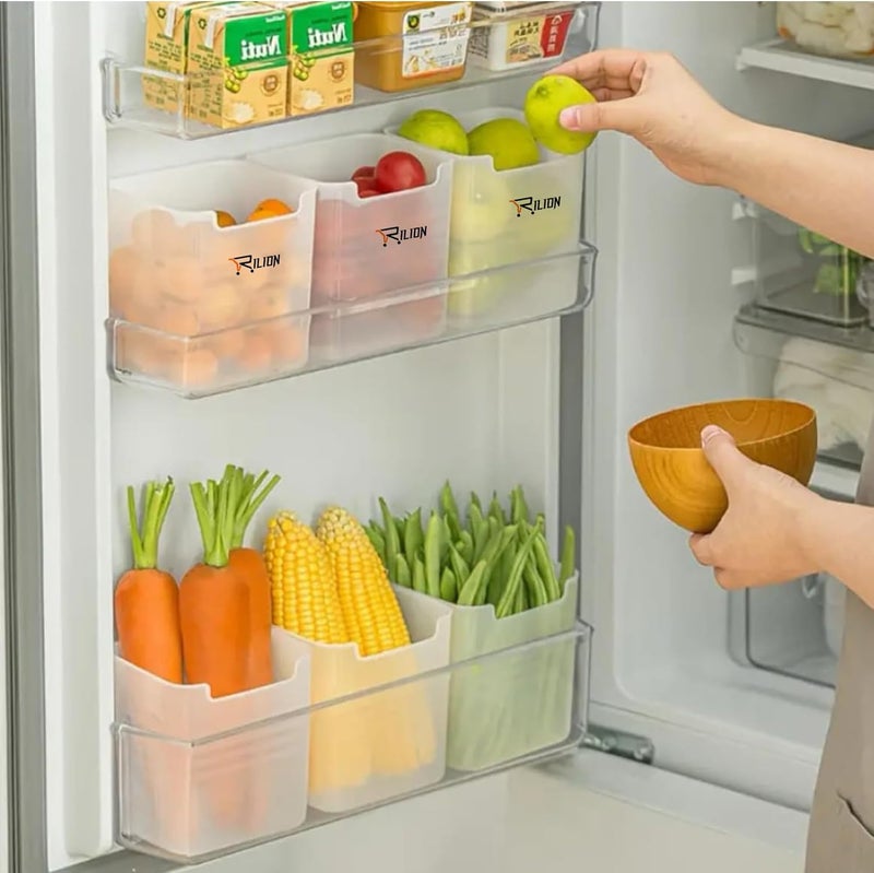 RILION 6 fridge storage boxes multipurpose containers for storage Space-saving Refrigerator Side Door Organizer for fridge kitchen Fruits Vegetables Storage Containers- transparent, Plastic - Image 3