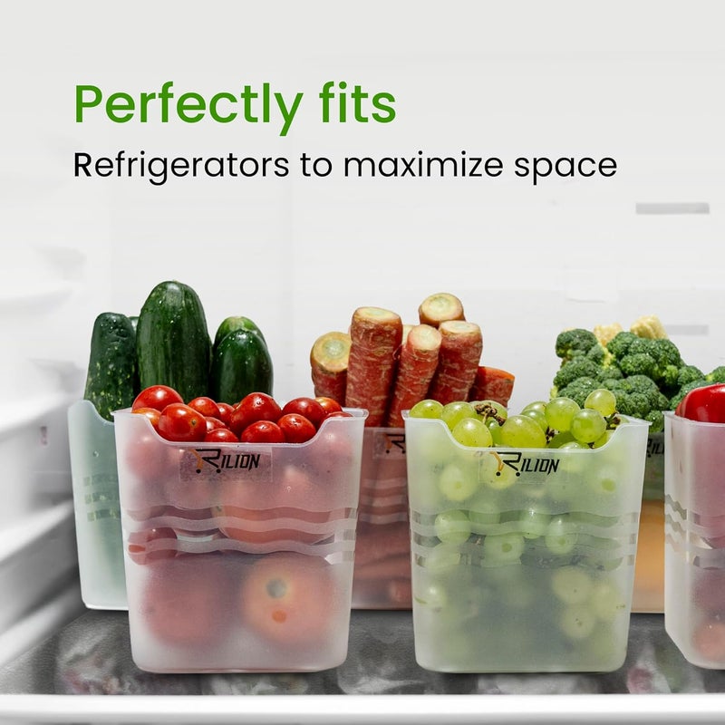 RILION 6 fridge storage boxes multipurpose containers for storage Space-saving Refrigerator Side Door Organizer for fridge kitchen Fruits Vegetables Storage Containers- transparent, Plastic - Image 2