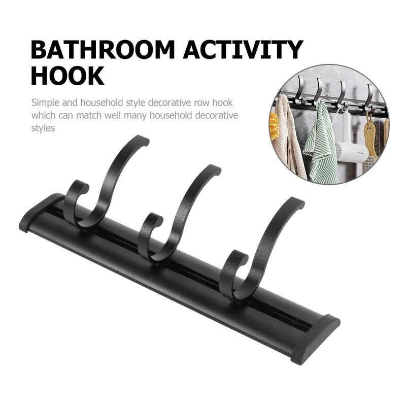 Black Movable Wall Mounted Aluminum Bathroom Towel Hooks 3 Pack - Image 4