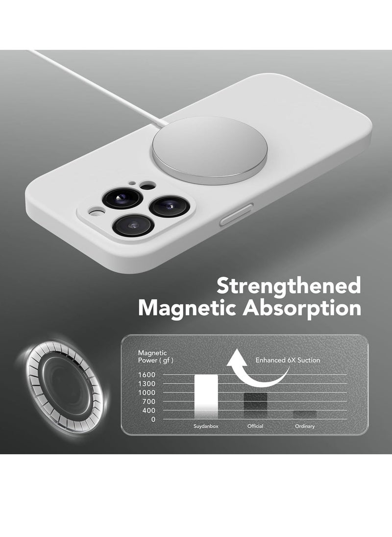 Generic - iPhone 15 Pro Max Case Silicone, Compatible with MagSafe, [Camera Protection][2X Screen Protectors] Slim Shockproof Protective Phone Case, Soft Anti-Scratch Microfiber Lining, White - Image 1