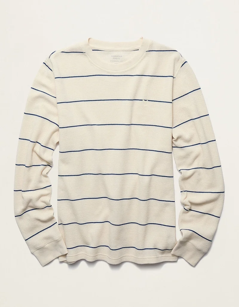 American Eagle  AE Long Sleeve Striped Thermal T-Shirt for Men | Best Price UAE