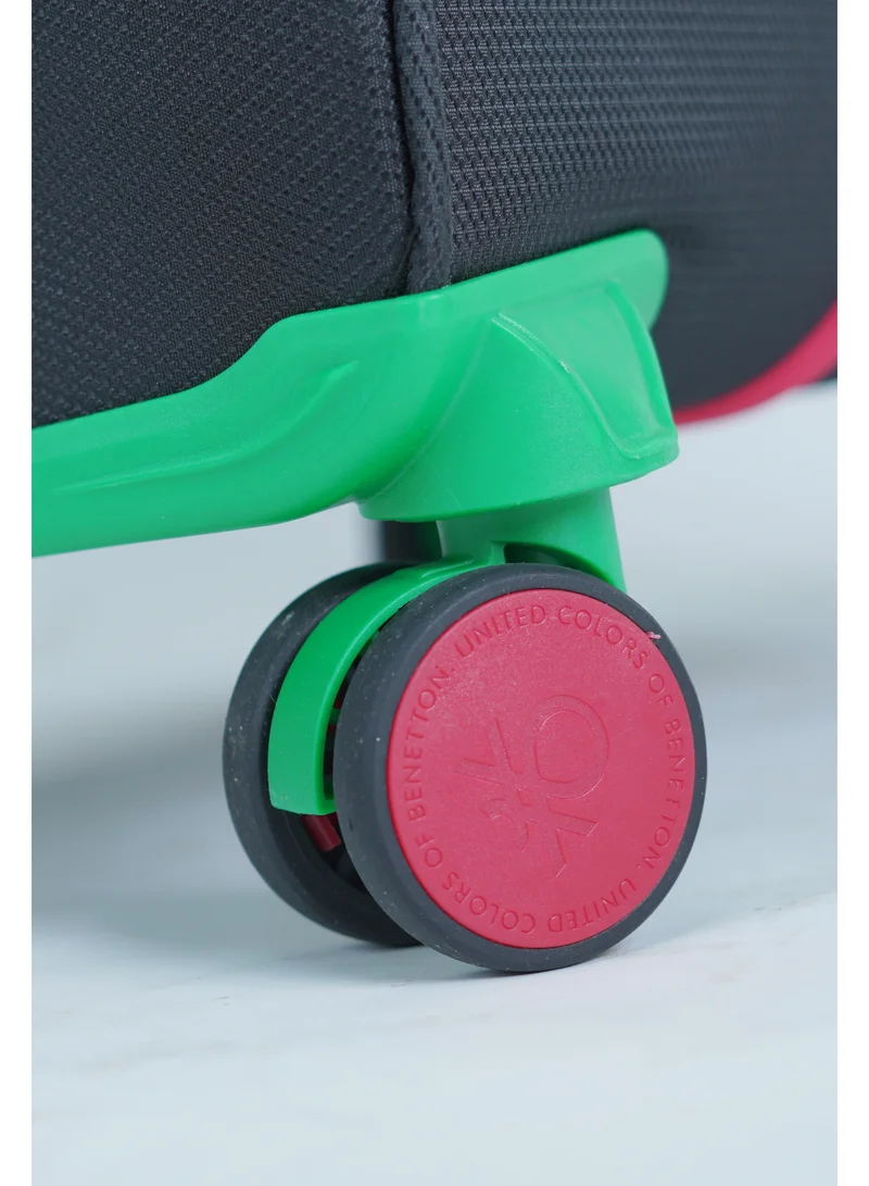 UNITED COLORS OF BENETTON BNTE-50 28 Inch- Checked Luggage with TSA Lock| Material- Soft Trolley with lightweight| Adjustable Trolley Handle | Smooth Dual Wheels 360degree rotate| BLACK
