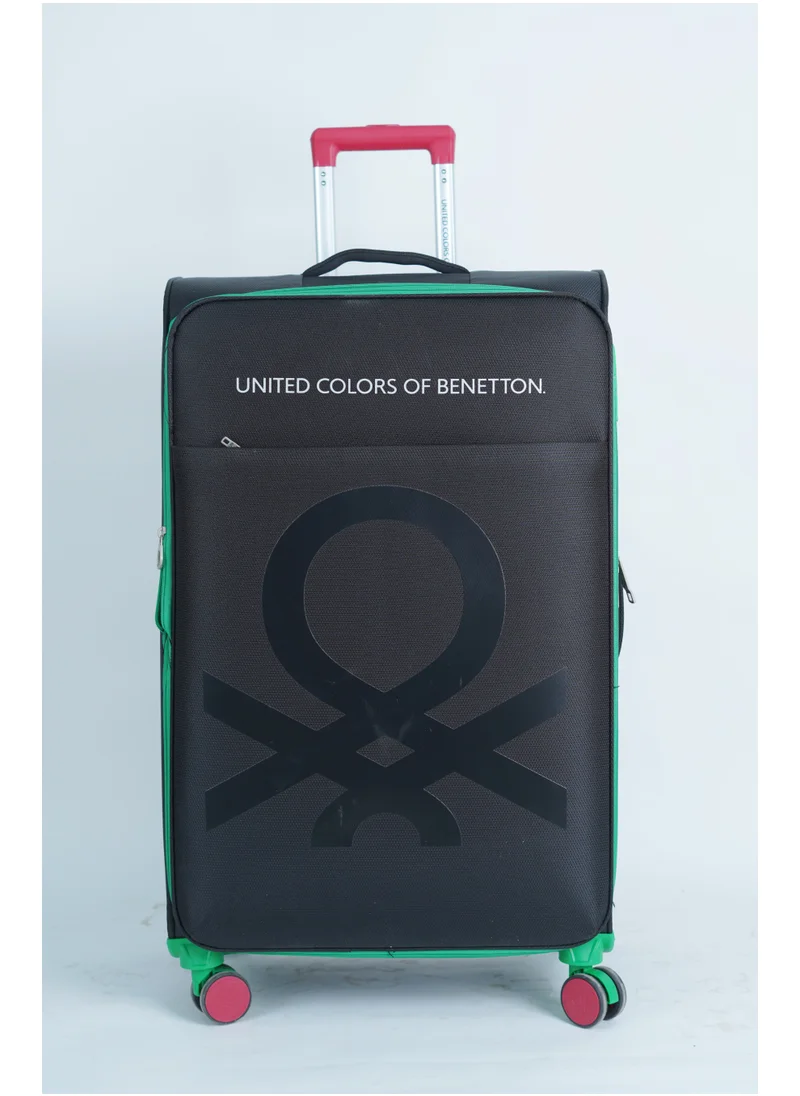 UNITED COLORS OF BENETTON BNTE-50 28 Inch- Checked Luggage with TSA Lock| Material- Soft Trolley with lightweight| Adjustable Trolley Handle | Smooth Dual Wheels 360degree rotate| BLACK