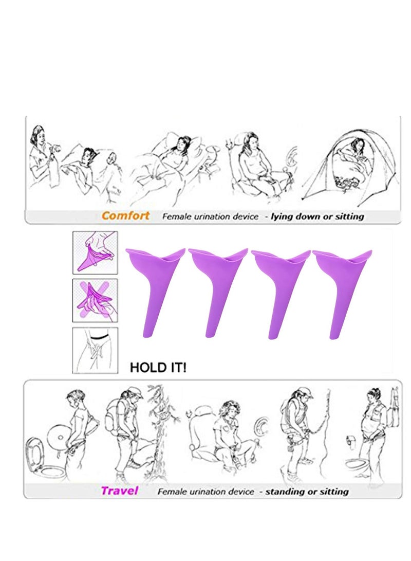 مبولة سيليكون على شكل قمع قابلة لإعادة الاستخدام مناسبة  بدون جلوس لكبار السن والنساء والسفر والأماكن الخارجية - 4 قطع - Image 3